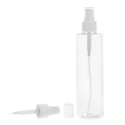 Botella 300 ml PET Transparente con Vaporizador Invertido Blanco (24/410) - Botellas PET