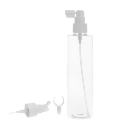 Botella 300 ml PET Transparente con Vaporizador Trompeta Blanco (24/410) - Botellas PET