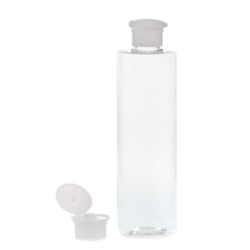 Botella 300 ml PET Transparente con Tapón Bisagra Seta Blanco (24/410) - Botellas PET