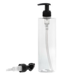 Botella 400 ml PET Transparente con Dosificador Negro (24/410) - Botellas PET