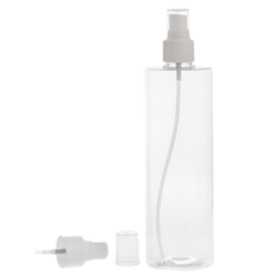 Botella 400 ml PET Transparente con Vaporizador Blanco (24/410) - Botellas PET
