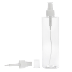 Botella 400 ml PET Transparente con Vaporizador Blanco Invertido 360º (24/410) - Botellas PET