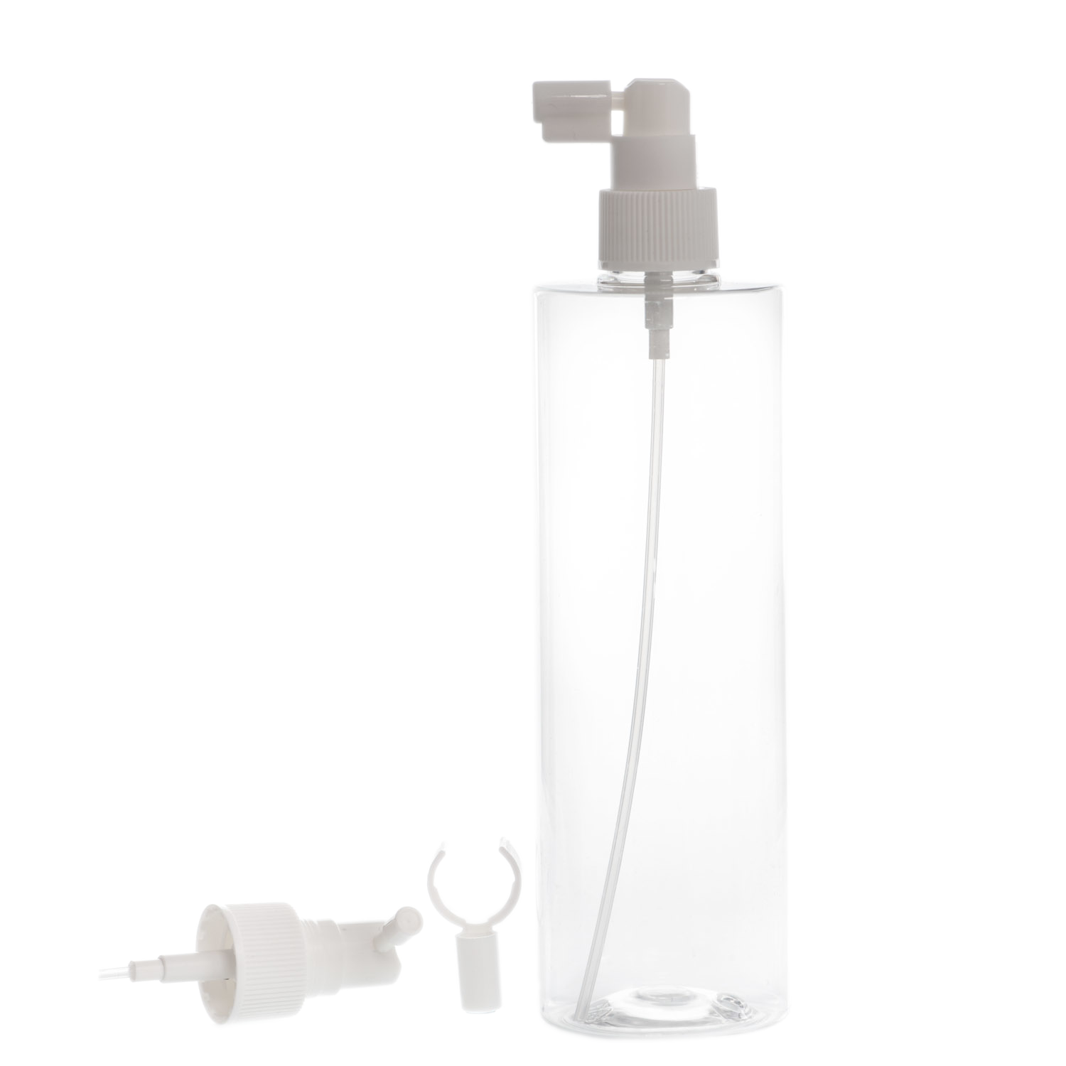 Botella 400 ml PET Transparente con Vaporizador Trompeta Blanco (24/410) - Botellas PET