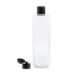 Botella 400 ml PET Transparente con Tapón Bisagra Negro (24/410) - Botellas PET