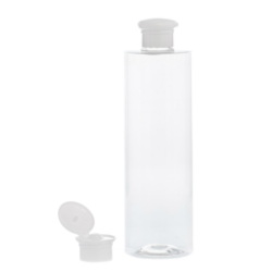 Botella 400 ml PET Transparente con Tapón Bisagra Seta Blanco (24/410) - Botellas PET
