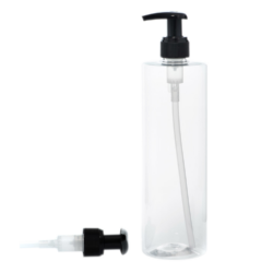 Botella 500 ml PET Transparente con Dosificador Ancho Negro (24/410) - Botellas PET