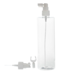 Botella 500 ml PET Transparente con Vaporizador Trompeta Blanco (24/410) - Botellas PET