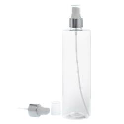 Botella 500 ml PET Transparente con Vaporizador Plata Aluminio (24/410) - Botellas PET