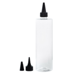 Botella 500 ml PET Transparente con Tapón Cánula Rosca Negro (24/410) - Botellas PET