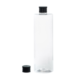 Botella 500 ml PET Transparente con Tapón Negro (24/410) - Botellas PET