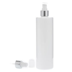 Botella 500 ml PET Blanca con Vaporizador Plata Aluminio (24/410) - Botellas PET