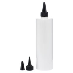 Botella 500 ml PET Blanco con Tapón Cánula Negra y Capuchón de Rosca (24/410) - Botellas PET