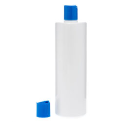 Botella 500 ml PET Blanco con Tapón Disc-Top Azul (24/410) - Botellas PET