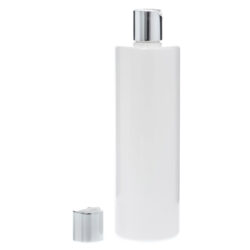Botella 500 ml PET Blanco con Tapón Disc-Top Plata Aluminio (24/410) - Botellas PET