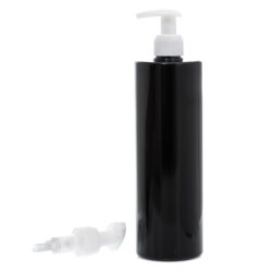 Botella 500 ml PET Negro con Dosificador Blanco (24/410) - Botellas PET