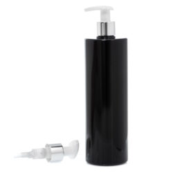 Botella 500 ml PET Negro con Dosificador Plata (24/410) - Botellas PET