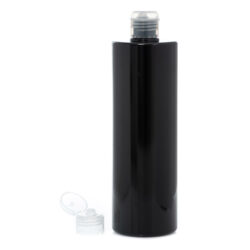 Botella 500 ml PET Negro con Tapón Bisagra Traslúcido (24/410) - Botellas PET
