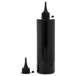 Botella 500 ml PET Negro con Tapón Cánula Negra y Capuchón de Presión (24/410) - Botellas PET