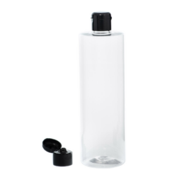 Botella 500 ml PET Transparente con Tapón Bisagra Negro (24/410) - Botellas PET