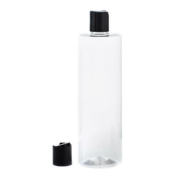 Botella 500 ml PET Transparente con Tapón Disc-Top Negro (24/410) - Botellas PET