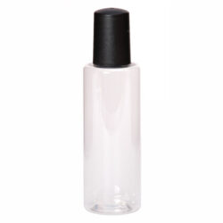 Botella 60 ml PET Cilíndrica Transparente con Tapón Negro Alto (18/415) (Amenities) - Amenities