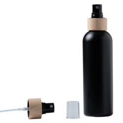 Botella 200 ml HDPE Negro con Vaporizador Negro Funda de Madera (24/410) - Botellas HDPE