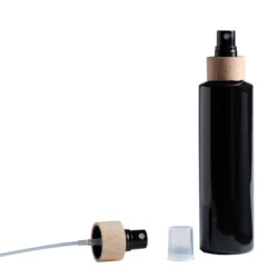 Botella 200 ml PET Negro con Vaporizador Negro Funda de Madera (24/410) - Botellas PET