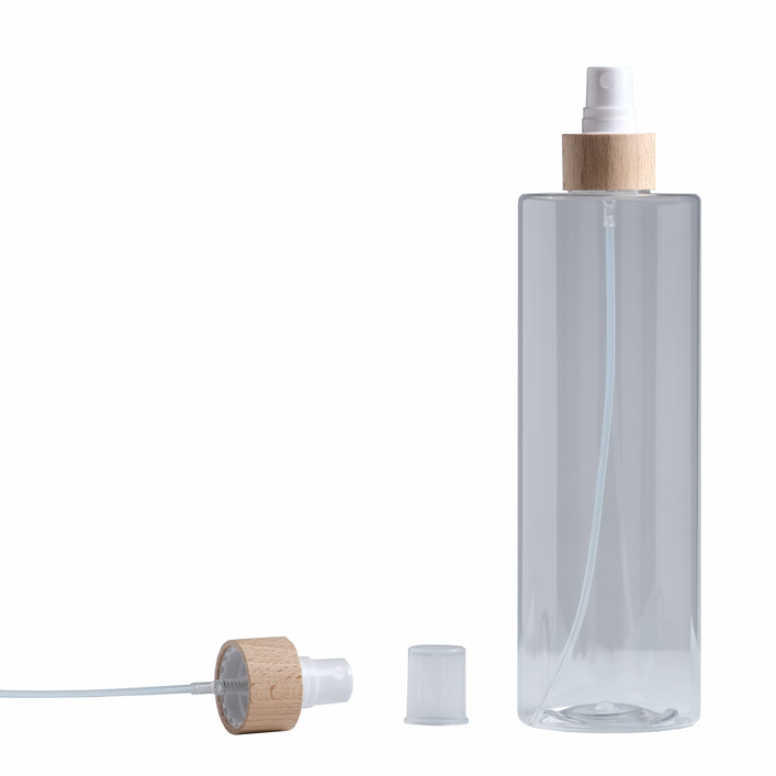 botella-pet-recta-500-transparente-vaporizador-blanco-madera