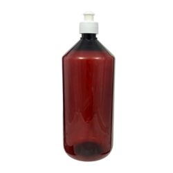 Botella 1 litro topacio ámbar PET push pull blanco
