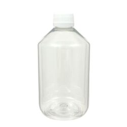 Botella 500 ml PET Transparente con Tapón Blanco con Disco (28/410) - Botellas PET