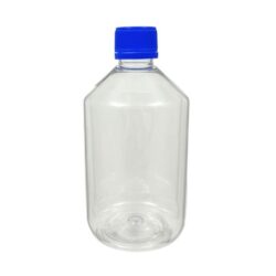 Botella 500 ml PET Transparente con Tapón Precinto Azul con Disco (28/410) - Botellas PET