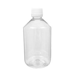 Botella 500 ml PET Transparente con Tapón Precinto Blanco con Disco (28/410) - Botellas PET