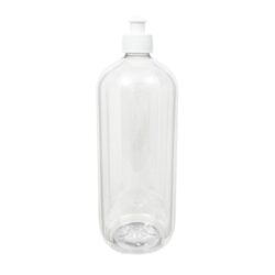 botella 1000 ml pet curvo transparente tapón push pull blanco