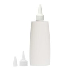 Botella Oval 250 ml HDPE Blanca con Cánula Blanco de rosca (24/410) - Botellas HDPE