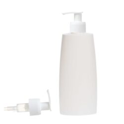Botella Oval 250 ml HDPE Blanca Dosificador Blanco Estrecho (24/410) - Botellas HDPE