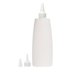 Botella Oval 400 ml HDPE Blanca con Cánula Blanco de rosca (24/410) - Botellas HDPE