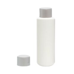 Botella 100 ml HDPE Blanco con Tapón Rosca Gris Plata (24/410) - Botellas HDPE