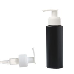 Botella 100 ml HDPE Negro con Dosificador Estrecho Blanco (24/410) - Botellas HDPE