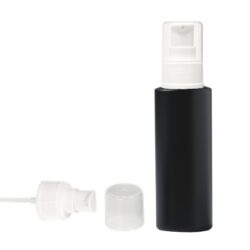 Botella 100 ml HDPE Negro con Dosificador Serum Blanco (24/410) - Botellas HDPE