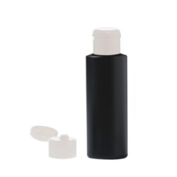 Botella 100 ml HDPE Negro con Tapón Bisagra Blanco (24/410) - Botellas HDPE