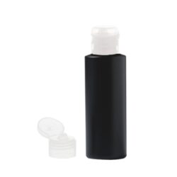 Botella 100 ml HDPE Negro con Tapón Bisagra Traslúcido (24/410) - Botellas HDPE