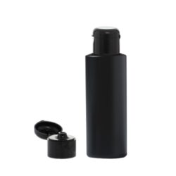 Botella 100 ml HDPE Negro con Tapón Bisagra Negro (24/410) - Botellas HDPE