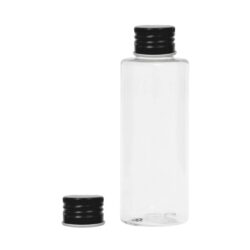 Botella 100 ml PET Transparente con Tapón Aluminio Negro (24/410) - Botellas PET