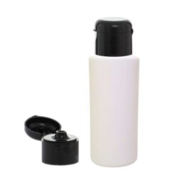 Botella 60 ml HDPE Blanco con Tapón Bisagra Negro (24/410) - Amenities