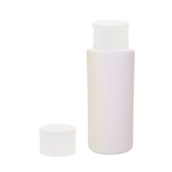 Botella 60 ml HDPE Blanco con Tapón de Rosca Traslúcido (24/410) - Amenities