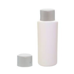 Botella 60 ml HDPE Blanco con Tapón Gris Plata (24/410) - Amenities