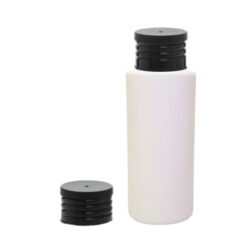 Botella 60 ml HDPE Blanco con Tapón de Rosca Negro (24/410) - Amenities