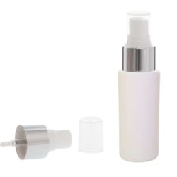 Botella 60 ml HDPE Blanco con Vaporizador Plata Aluminio (24/410) - Amenities
