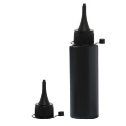 Botella 100 ml HDPE Negro con Tapón Cánula Negro y Capuchón de Presión (24/410) - Botellas HDPE