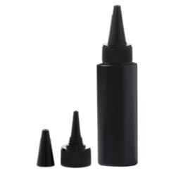 Botella 100 ml HDPE Negro con Tapón Cánula Negro y Capuchón de Rosca (24/410) - Botellas HDPE